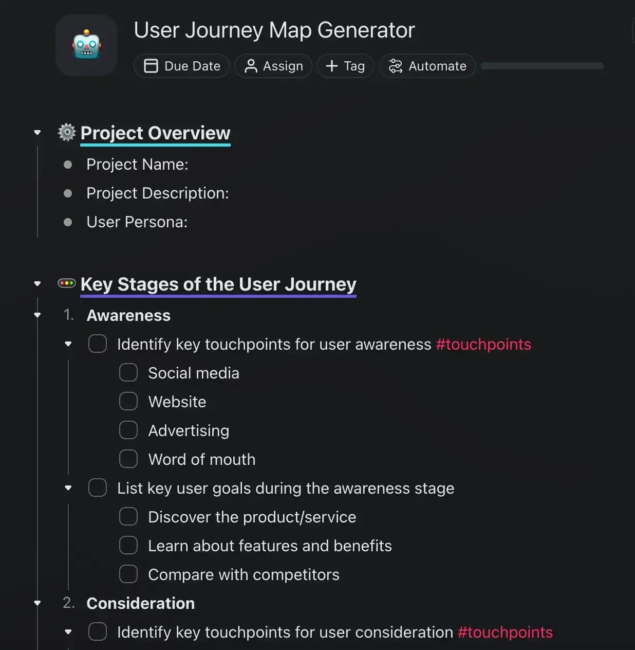 how ai can help you build a customer journey map; taskade