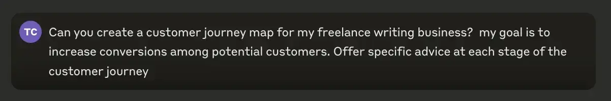 prompt for chatgpt to create an ai customer journey map