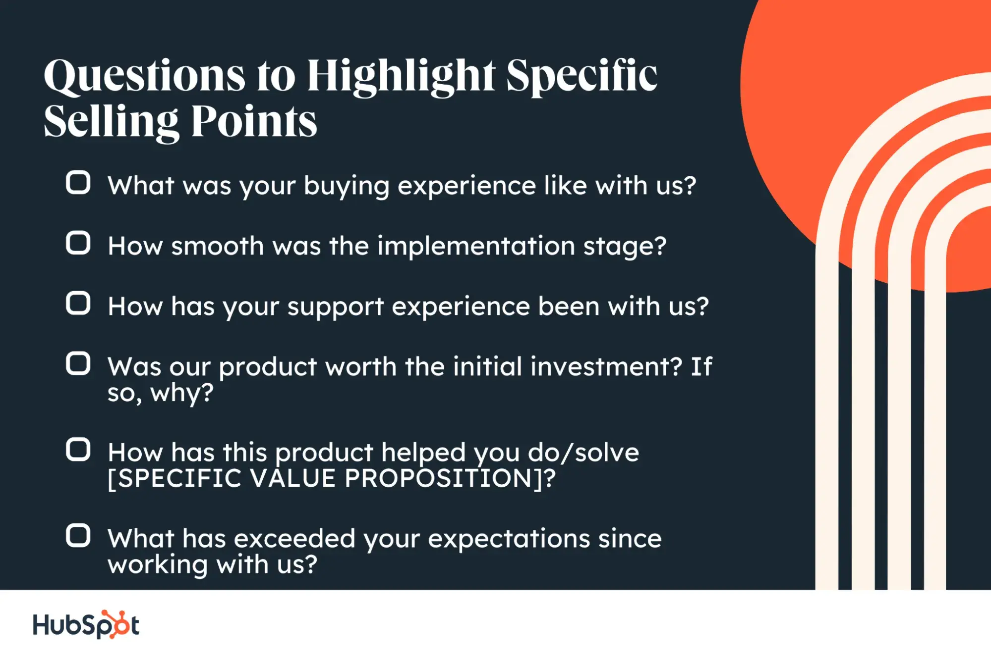 testimonial question, questions to highlight specific selling points