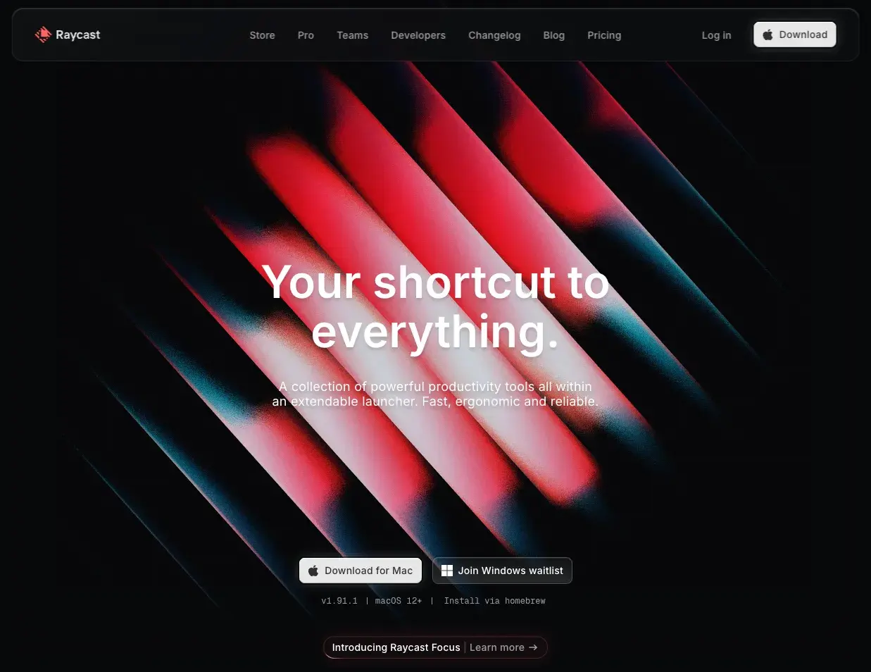 raycast website homepage displaying the text ‘your shortcut to everything,’ saas onboarding best practices