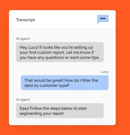 interface of ai agent for customer support chatting with customer