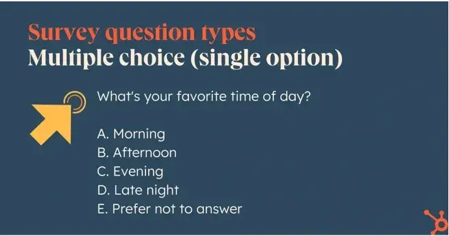 close-ended survey question, multiple choice question