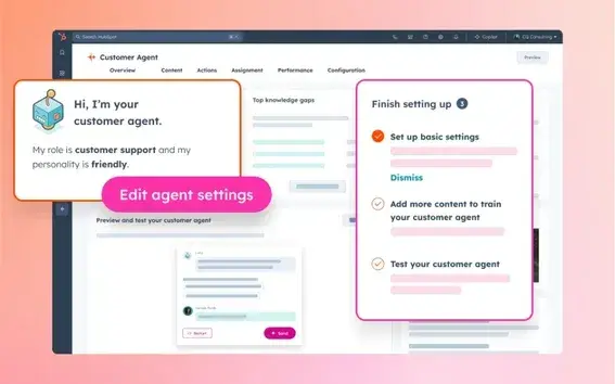 dashboard for hubspot customer support ai agent