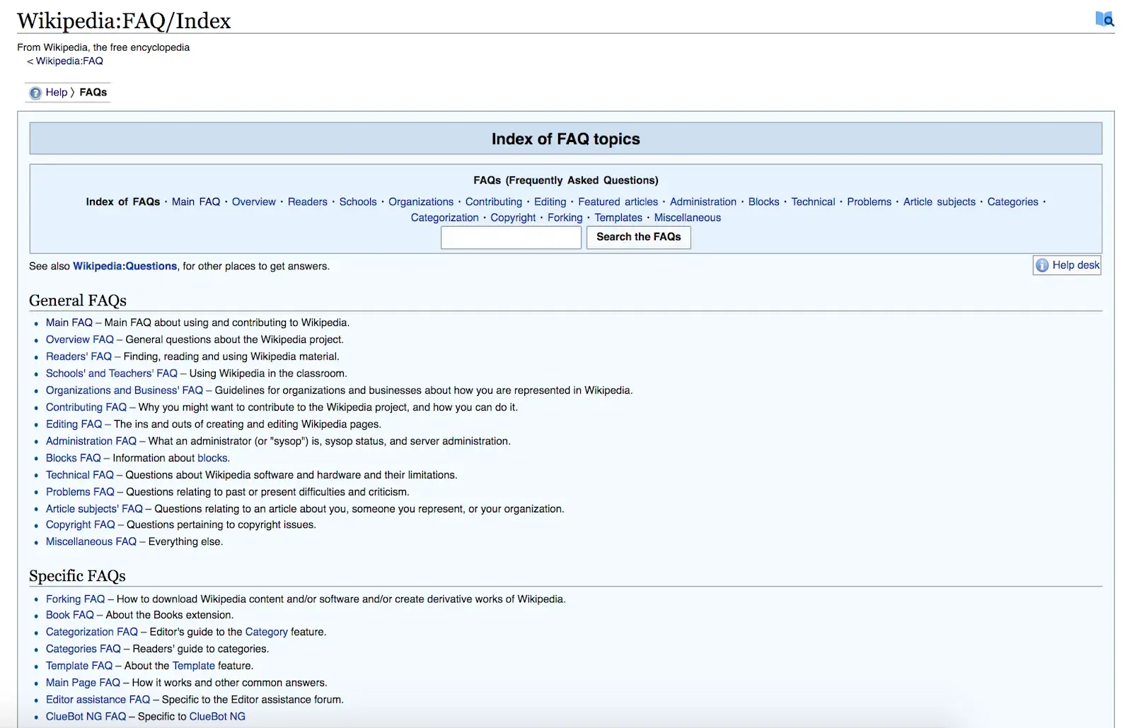 faq page examples, wikipedia