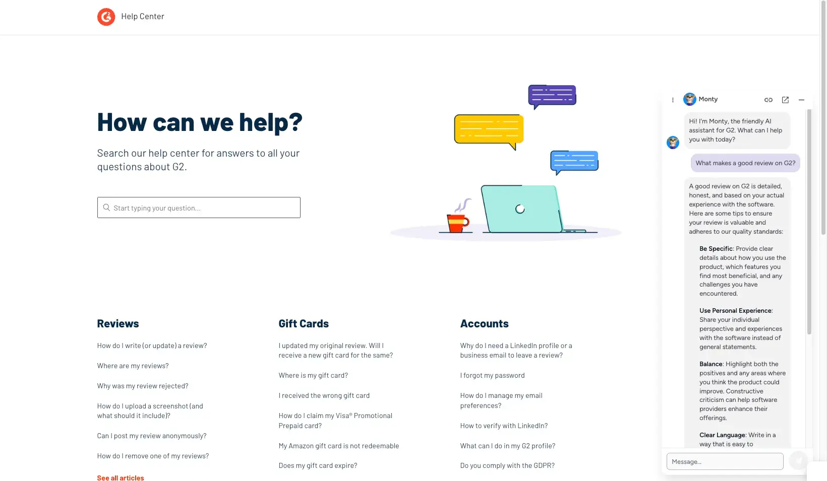 faq page examples, g2