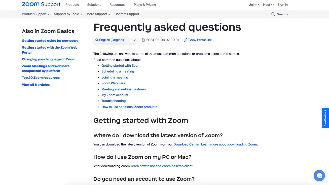 faq page examples, zoom