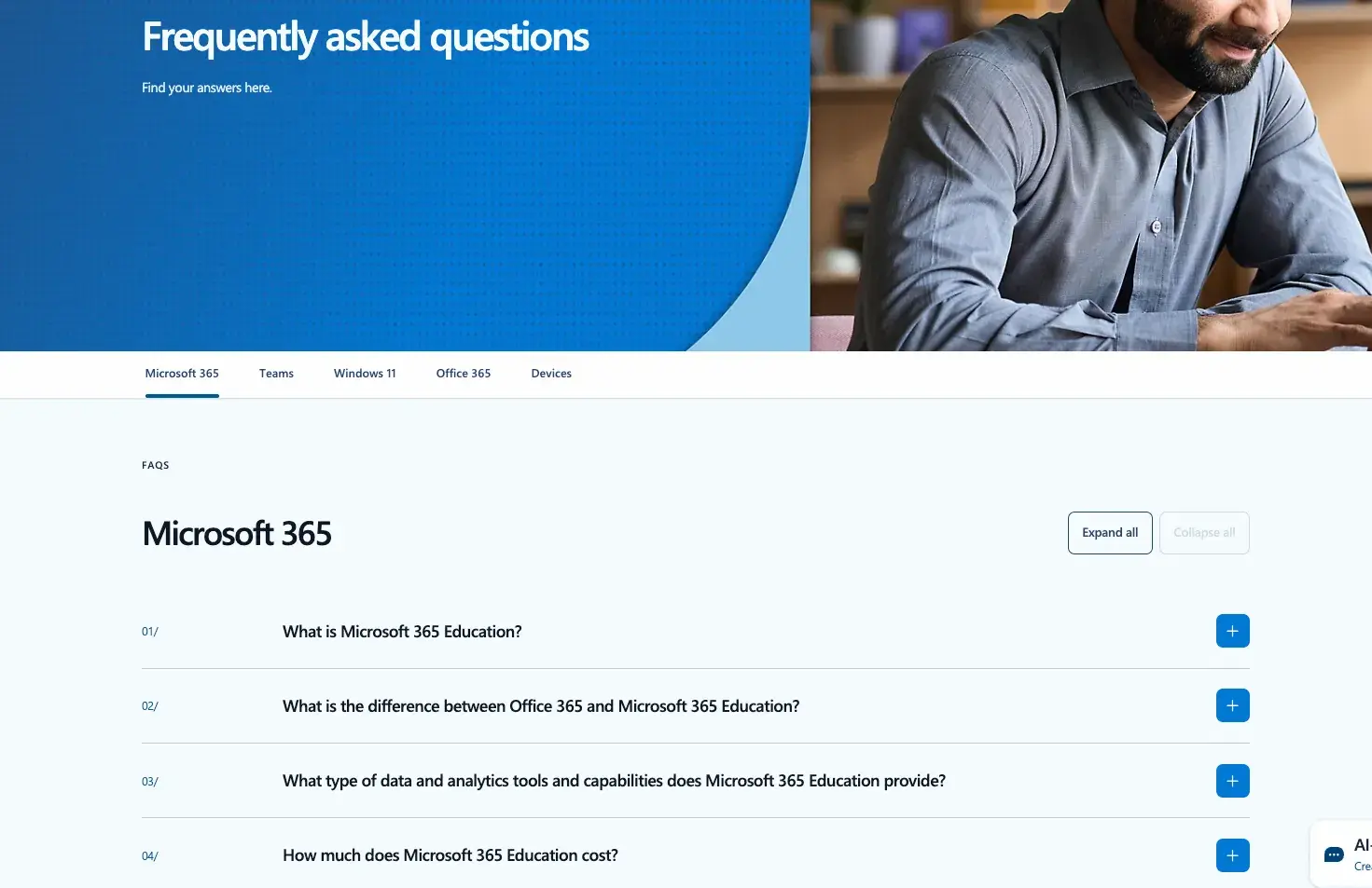 faq page examples, microsoft