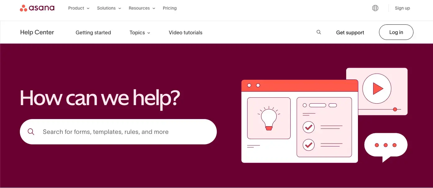 asana knowledge base example