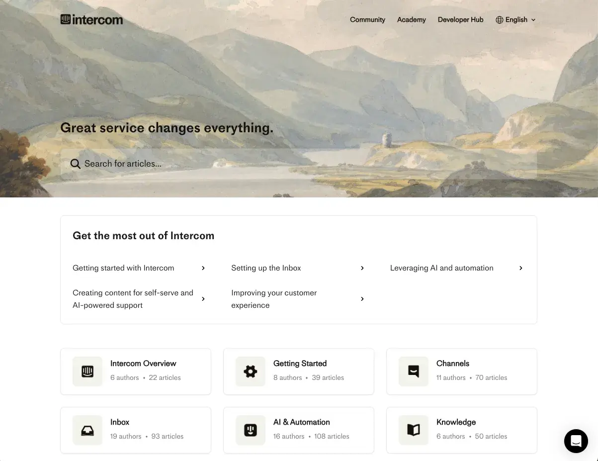 intercom knowledge base example