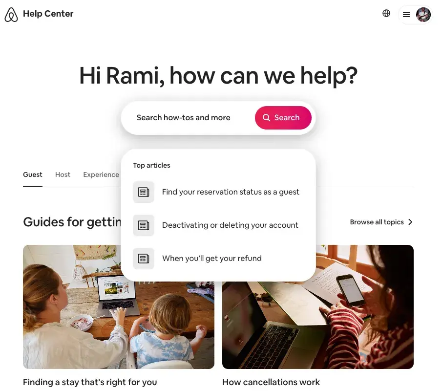 airbnb knowledge base example