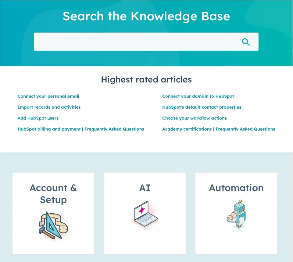 hubspot knowledge base example