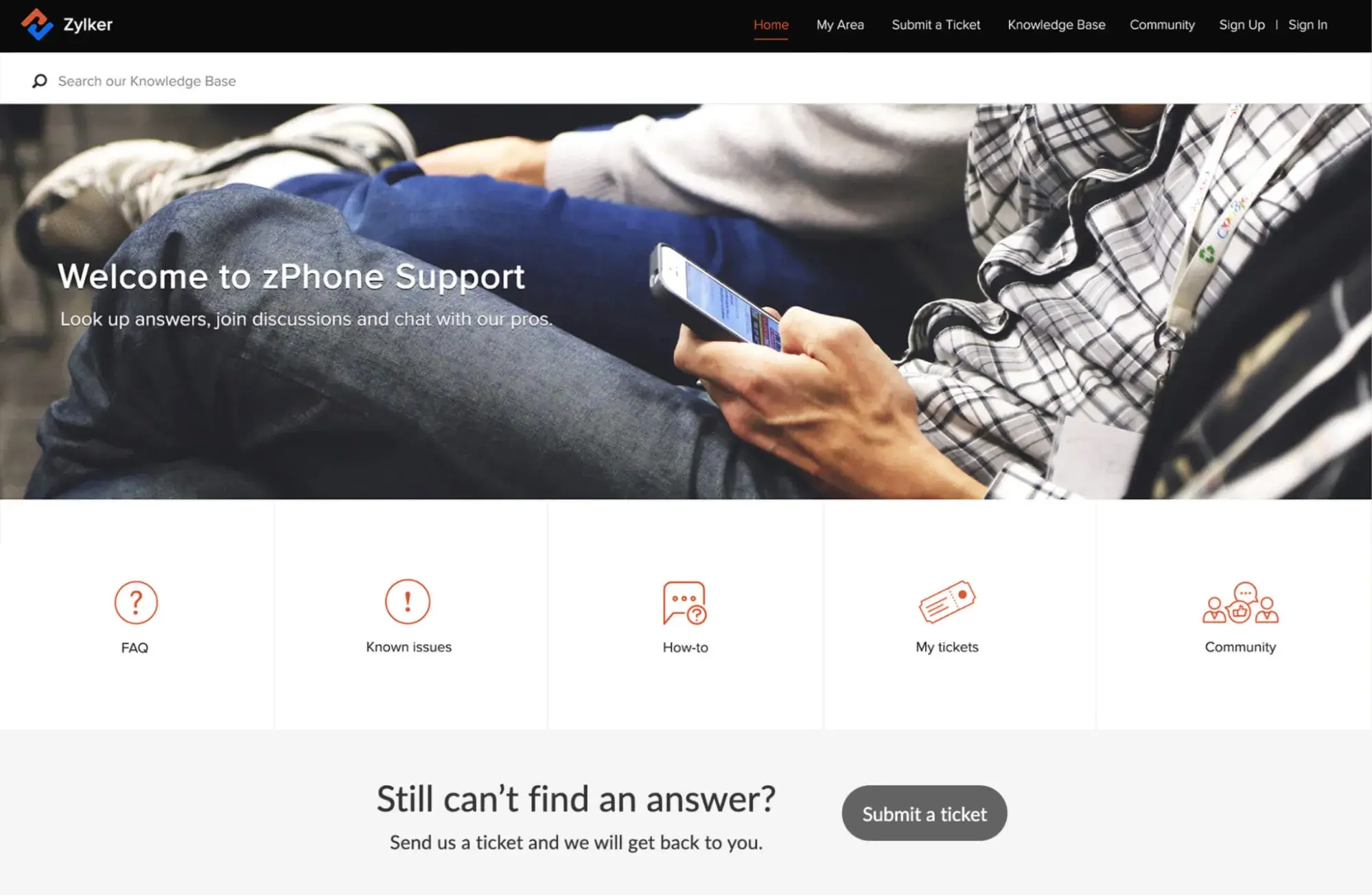 zoho desk example help center, faq software