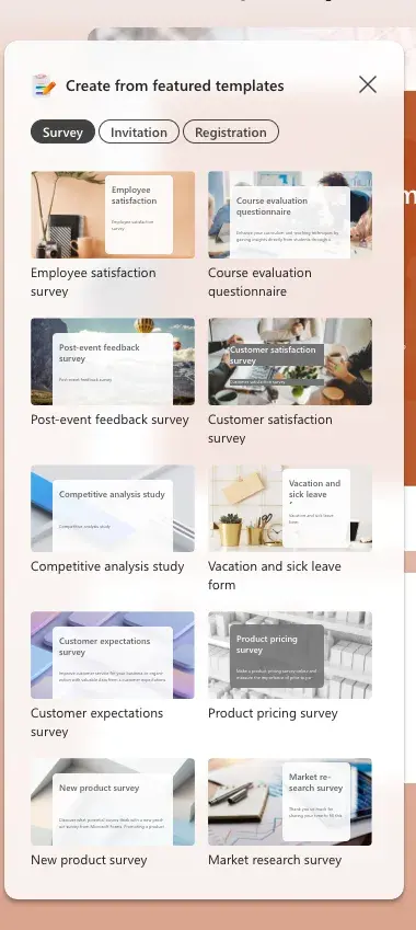 microsoft forms survey templates