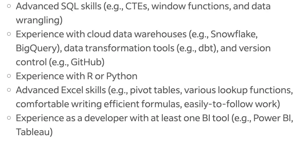 marketing analyst job description with tech specs