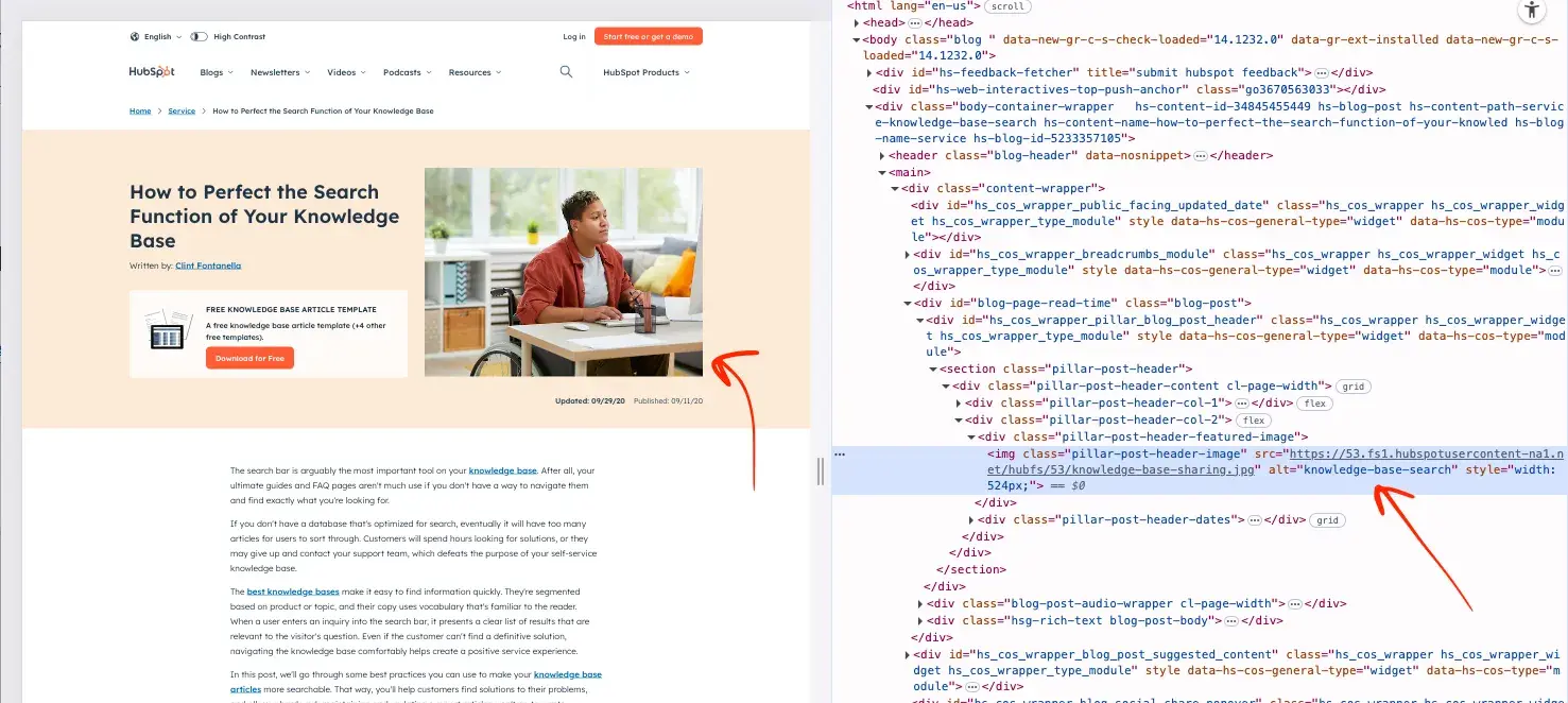 add primary words to alt text in your article