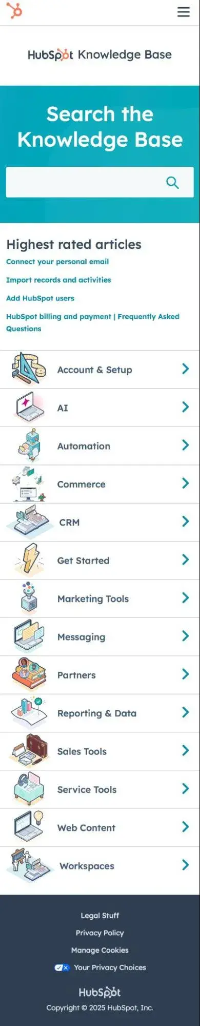 hubspot mobile searchable knowledge base