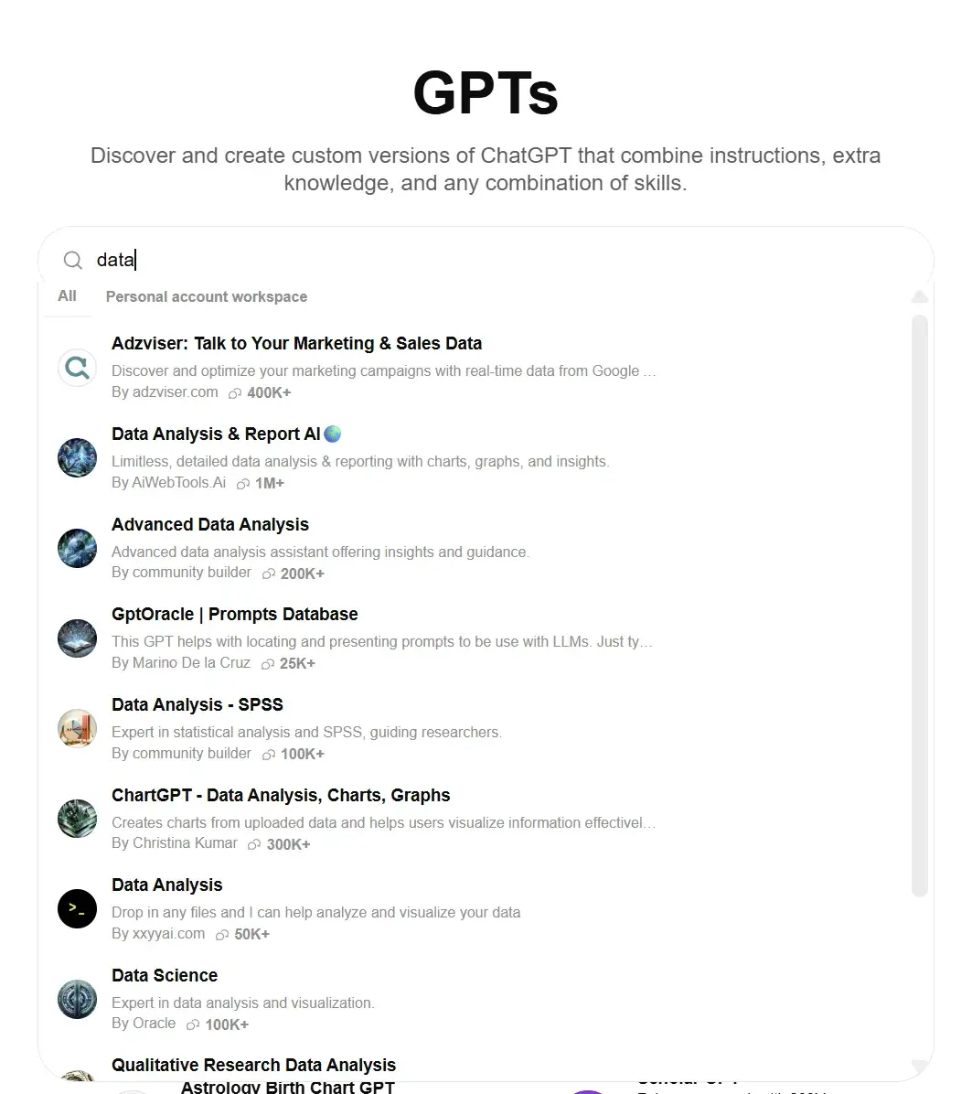 best ai tools for excel, list of custom gpts i can use for my data analysis