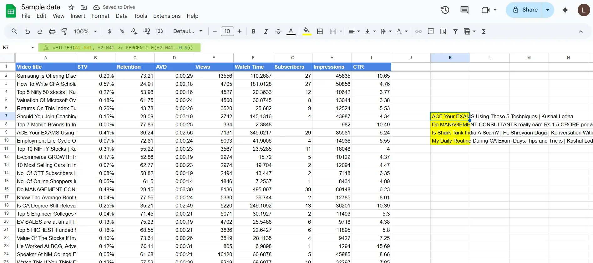 best ai tools for excel, gptexcel’s results in my spreadsheet