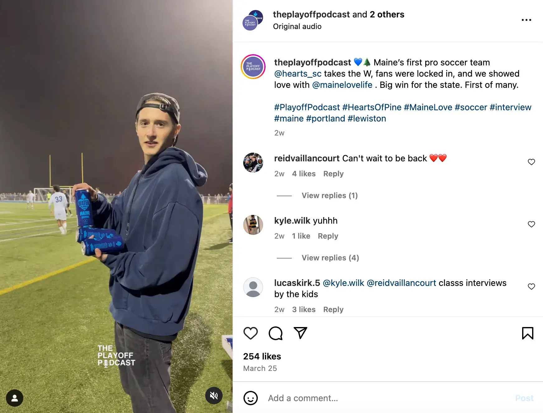 a collaborative instagram post from beverage brand maine love.https://www.instagram.com/p/dhobe8loxdo/