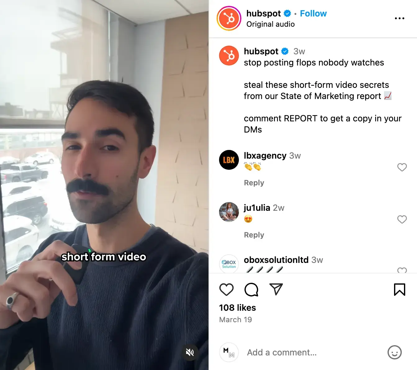 an instagram post from the hubspot teamhttps://www.instagram.com/p/dhzpyw5pyew/