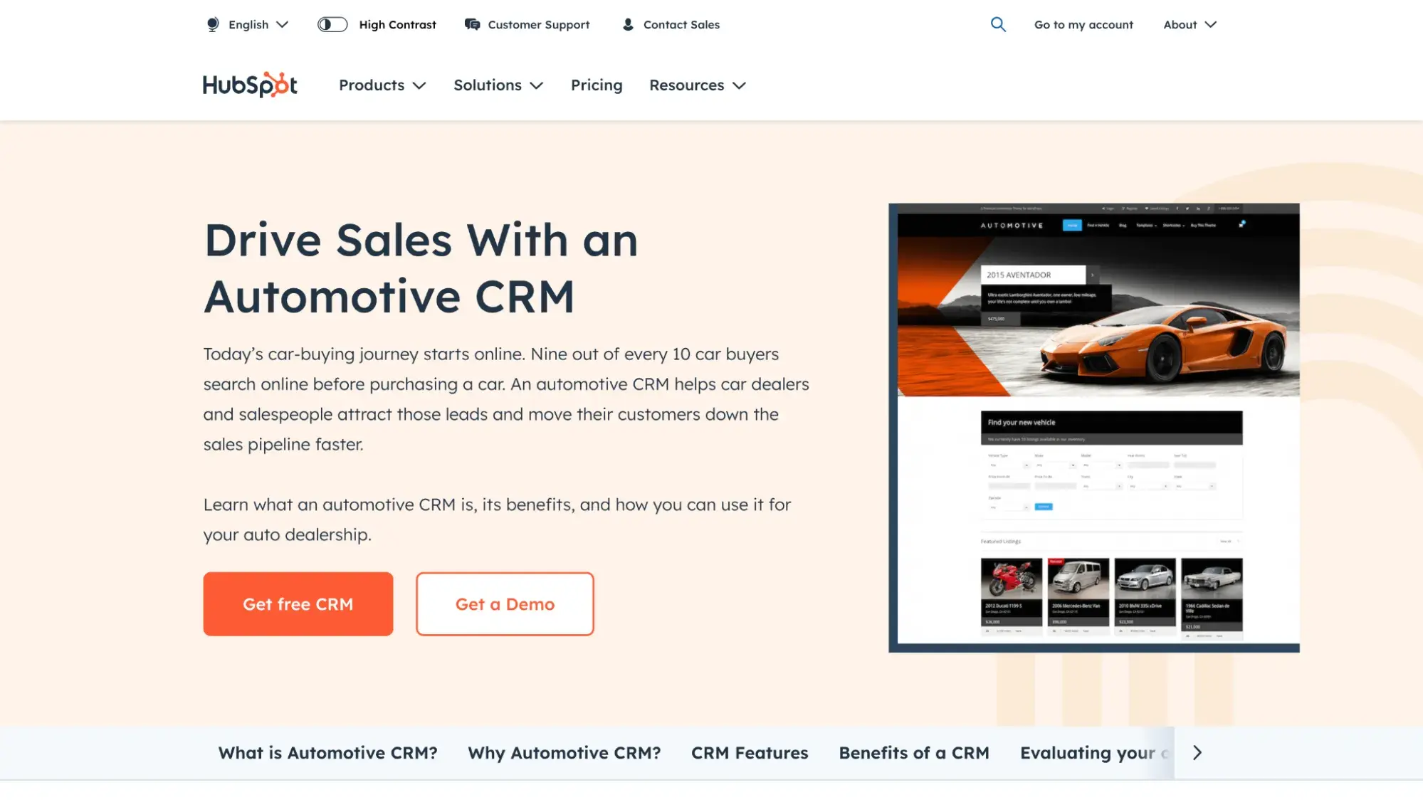 Automotive CRM: HubSpot