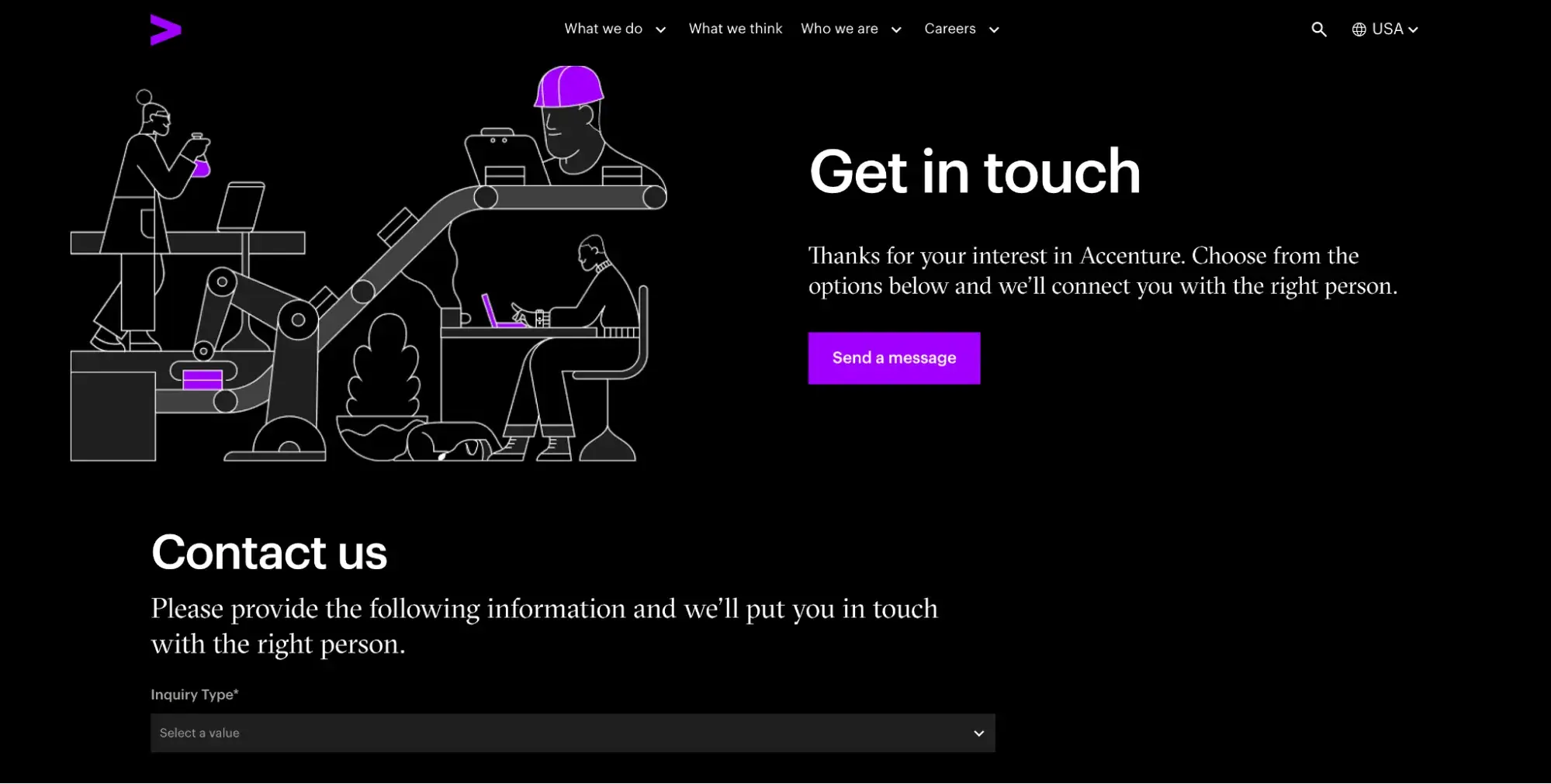 contact us page examples, accenture contact page