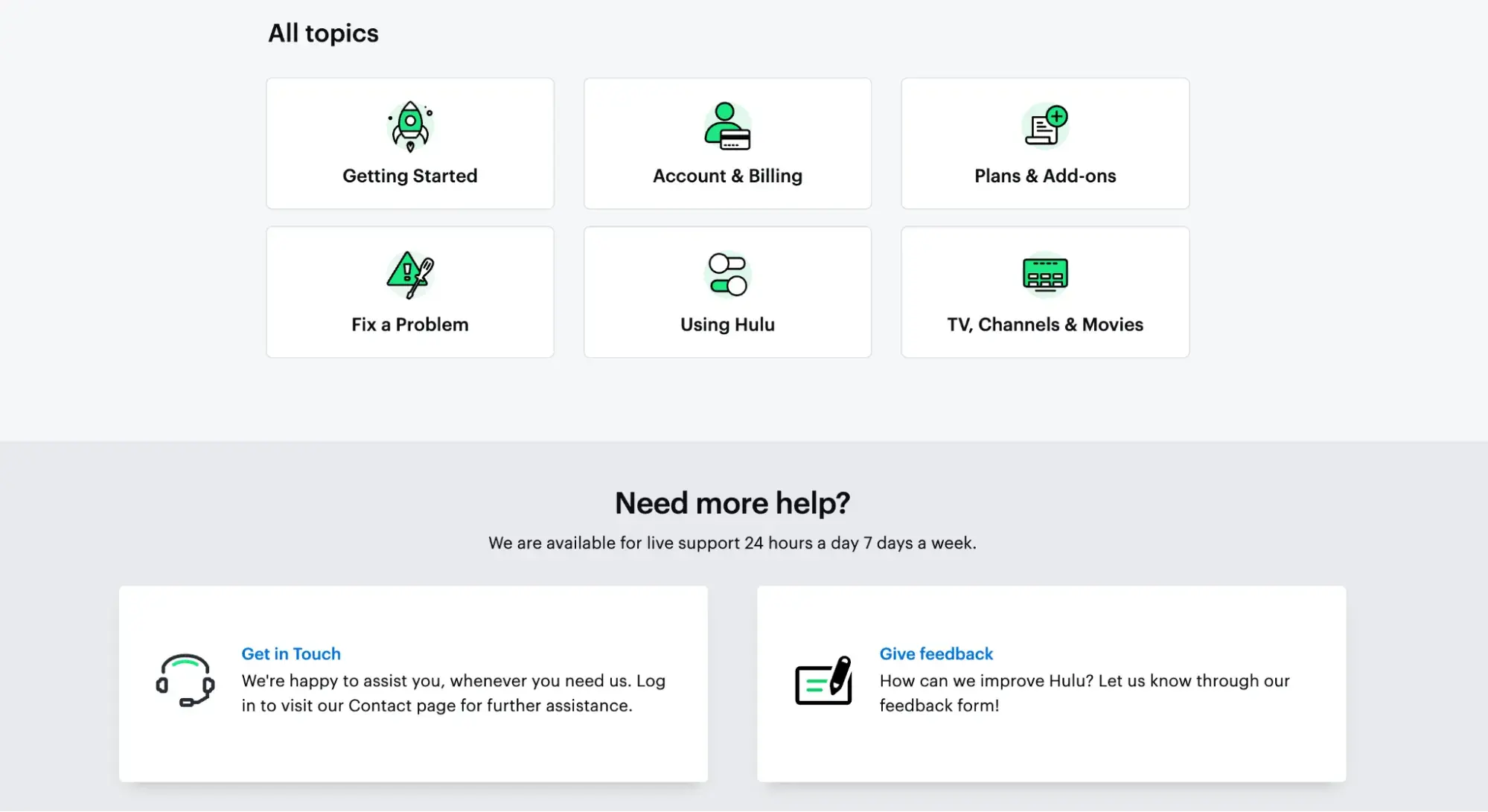 contact us page examples, hulu contact page