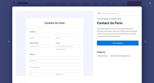 contact us template examples, jotform contact us form