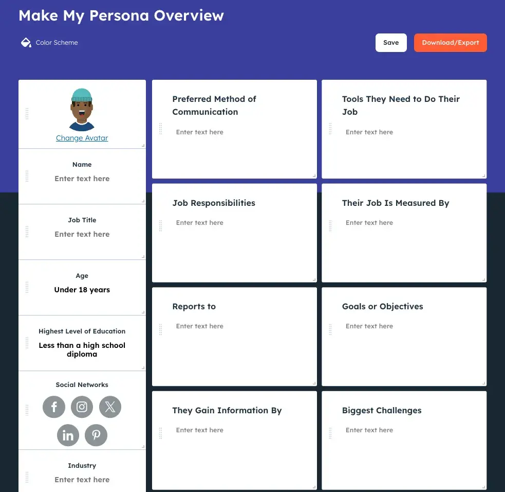 hubspot’s make my persona tool