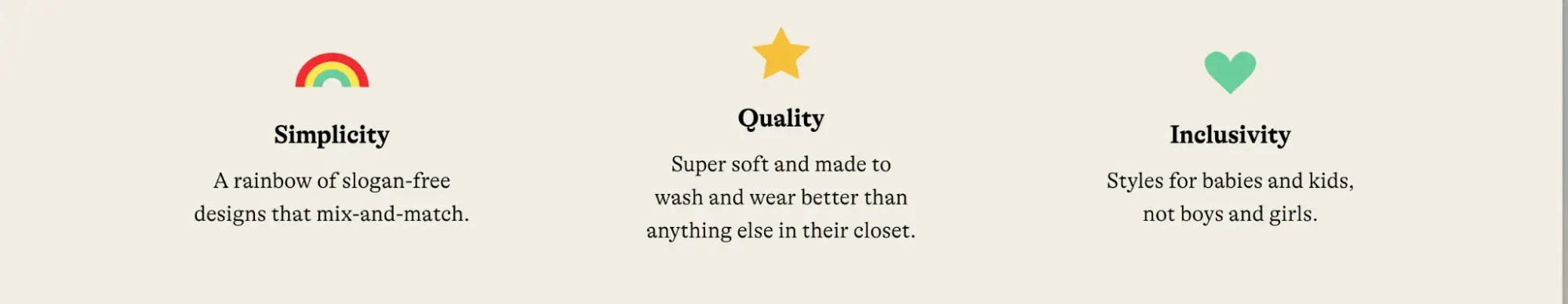 primary copywriting examples — simplicity, quality, inclusivity