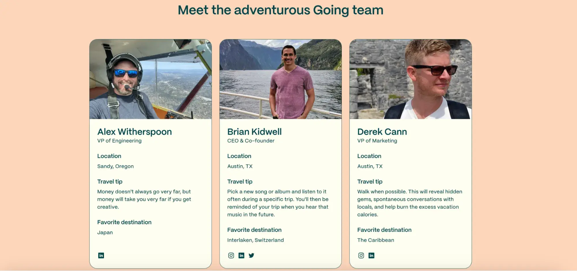 going “about us” copywriting examples