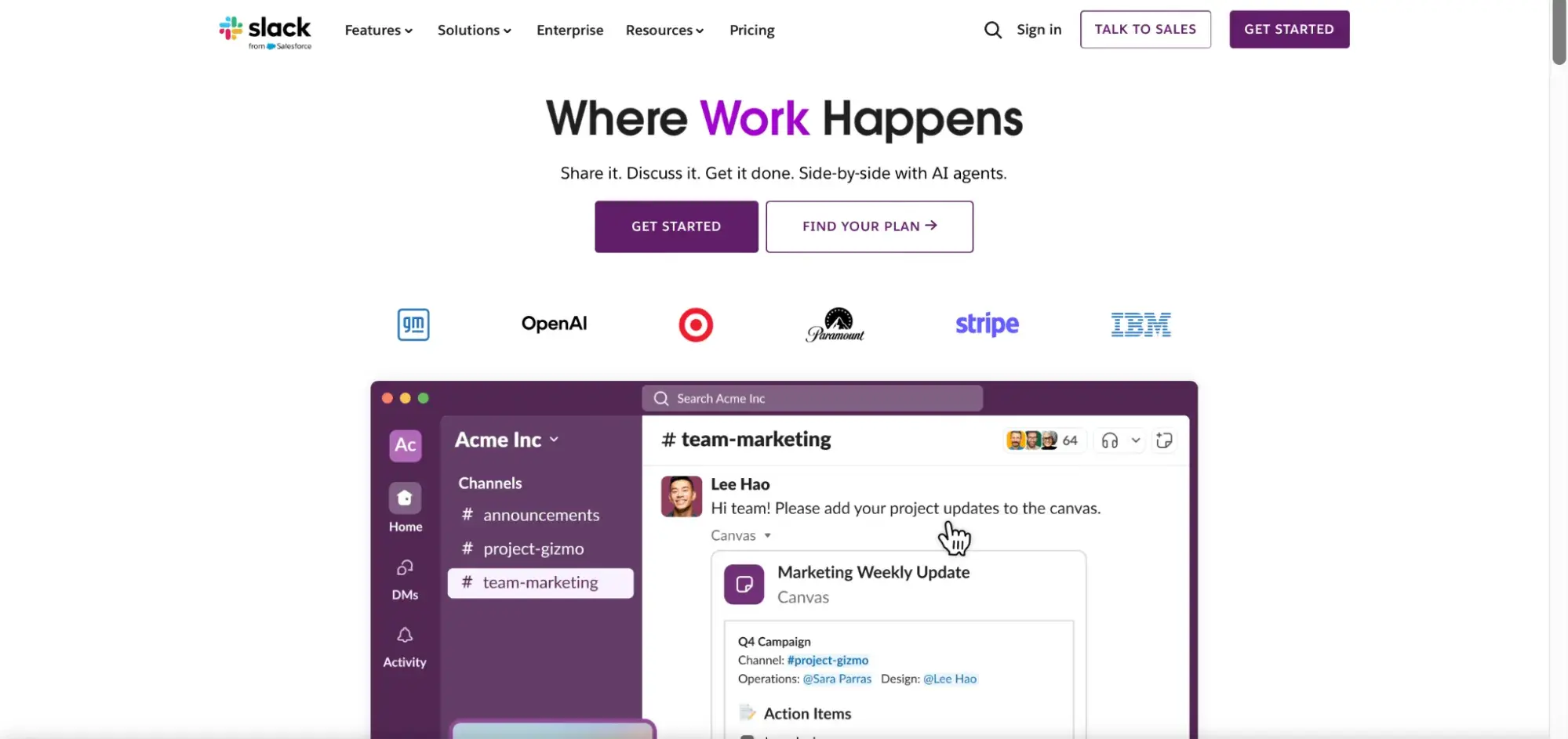 slack product copywriting examples https://slack.com/