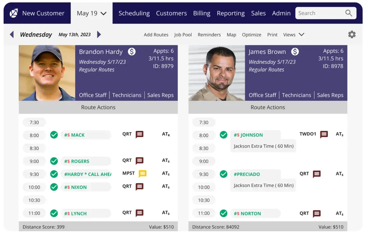 screenshot of possible crm for pest control, servicetitan