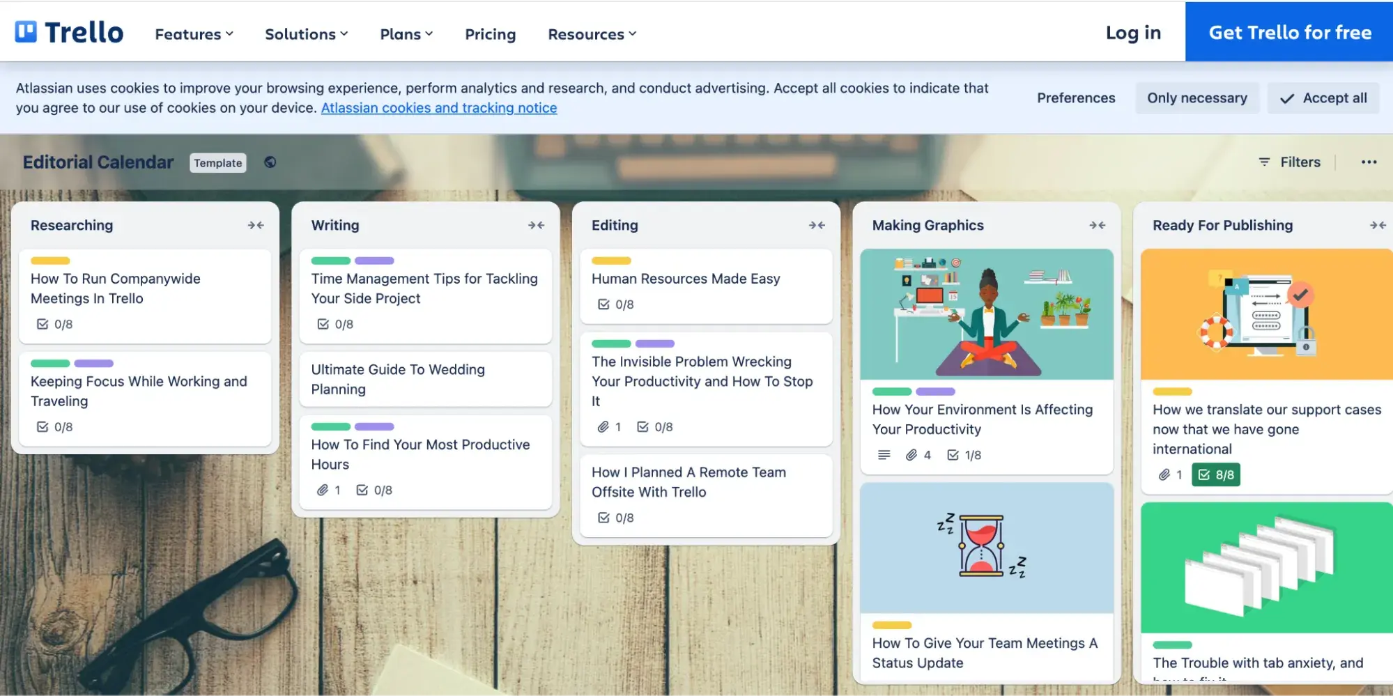 editorial calendar, trello