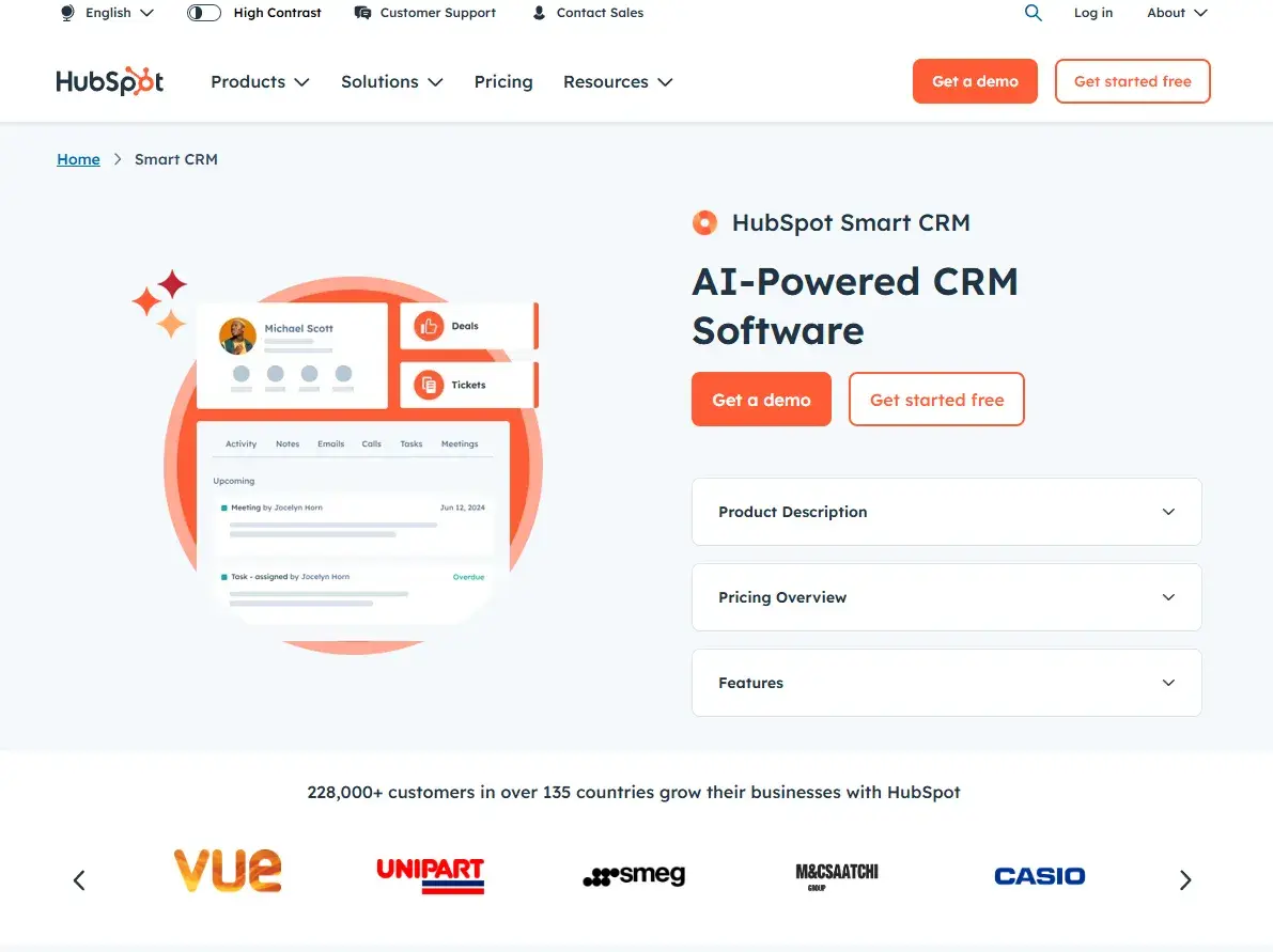 a screenshot from hubspot’s landing page shows how keyword research and search intent have helped shape a page designed to convert.