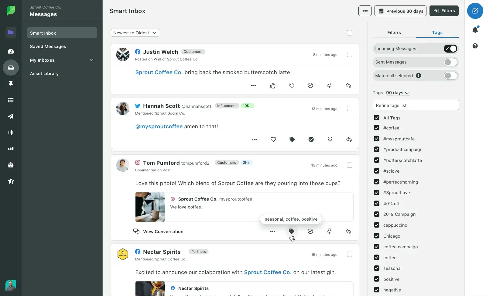 sprout social's unified inbox interface
