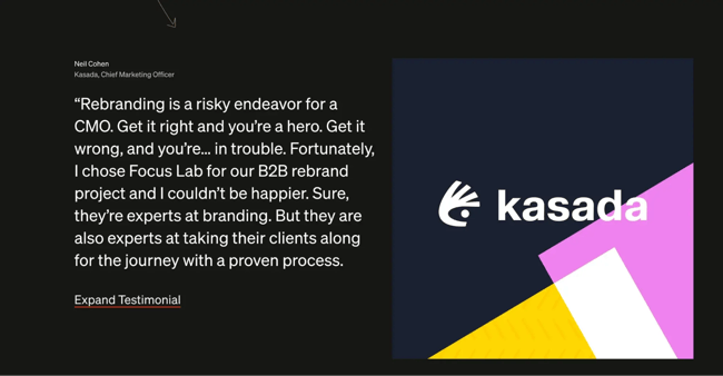 focuslab customer quote, testimonial page examples