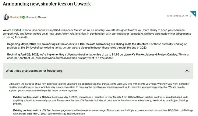 price increase letter upwork