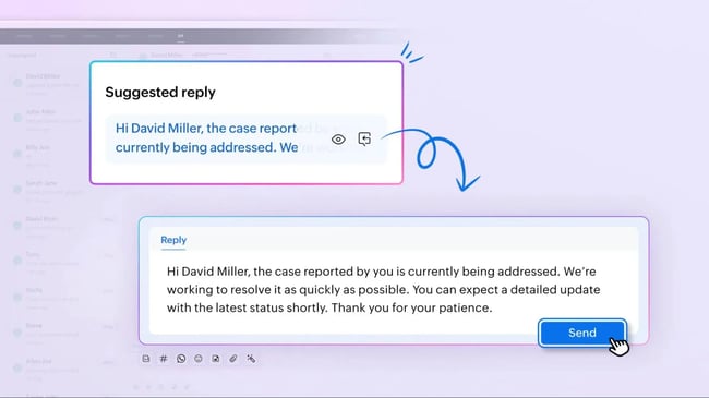 Customer service tracking software Zoho AI Assistant