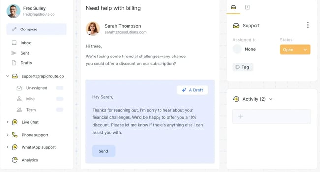 hiver customer care email integration tool