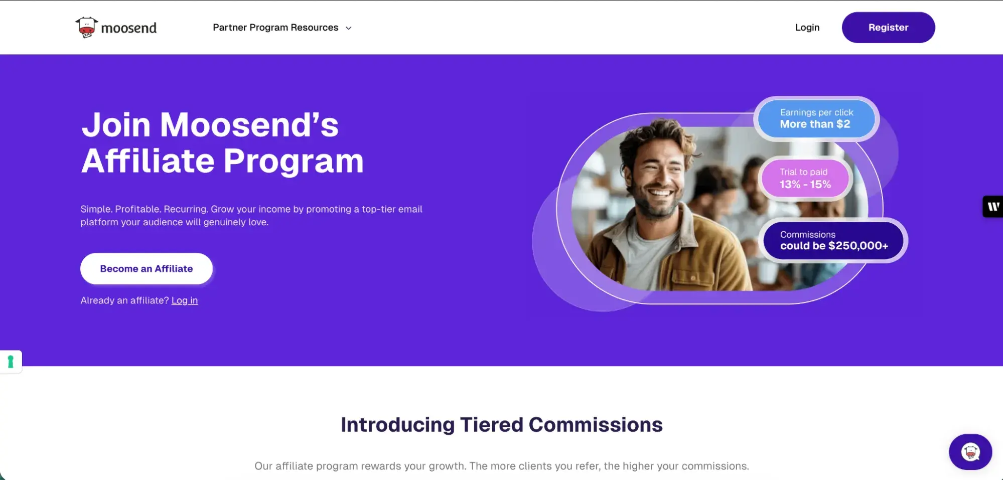 best affiliate programs — moosend affiliate program details