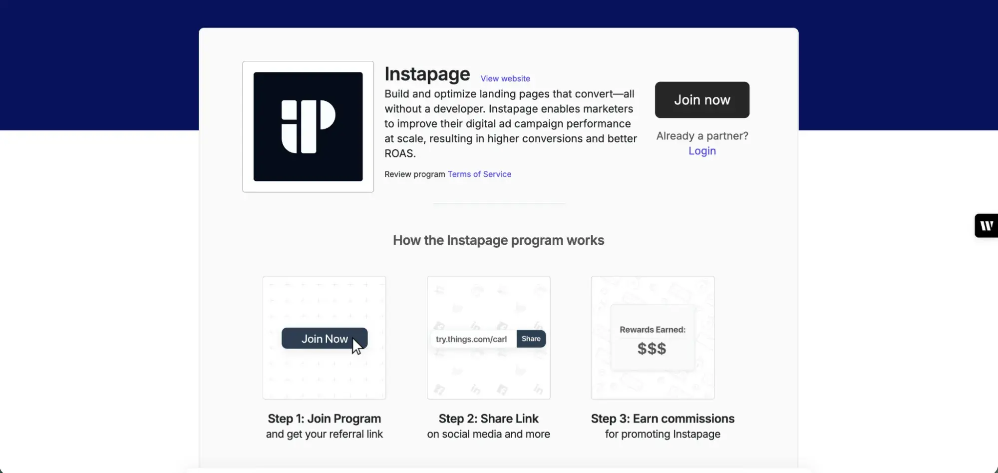 best affiliate programs — instapage affiliate program details
