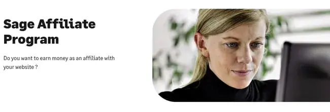 best affiliate programs for finance — sage affiliate program homepage with commission details for referring investment app sign-ups